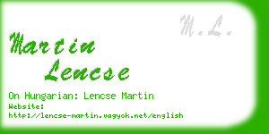 martin lencse business card